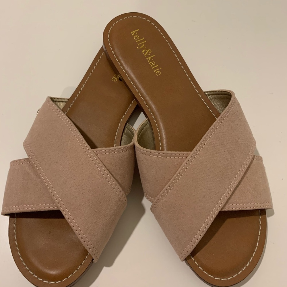 Pink Suede Flat Sandal - Size 7.5